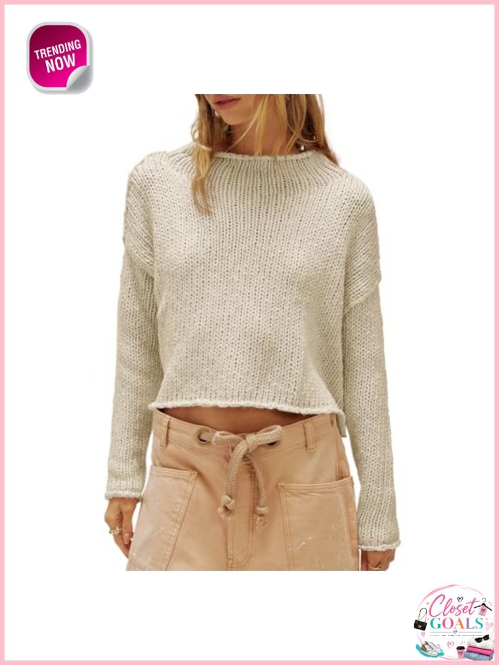 Oversized Rolled Neck Cotton Knit Pullover Sweater Long Sleeve Casual